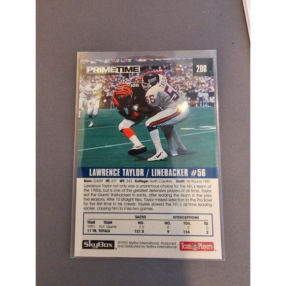 Lawrence Taylor 1992 Skybox Primetime #200 - New York Giants - NFL - Fresh Pull - Picture 2 of 2